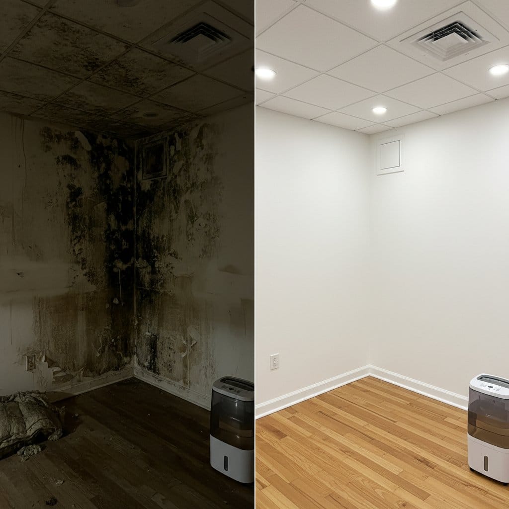 Before and after mold testing & lab reporting in Ridgewood two-story residence bedroom