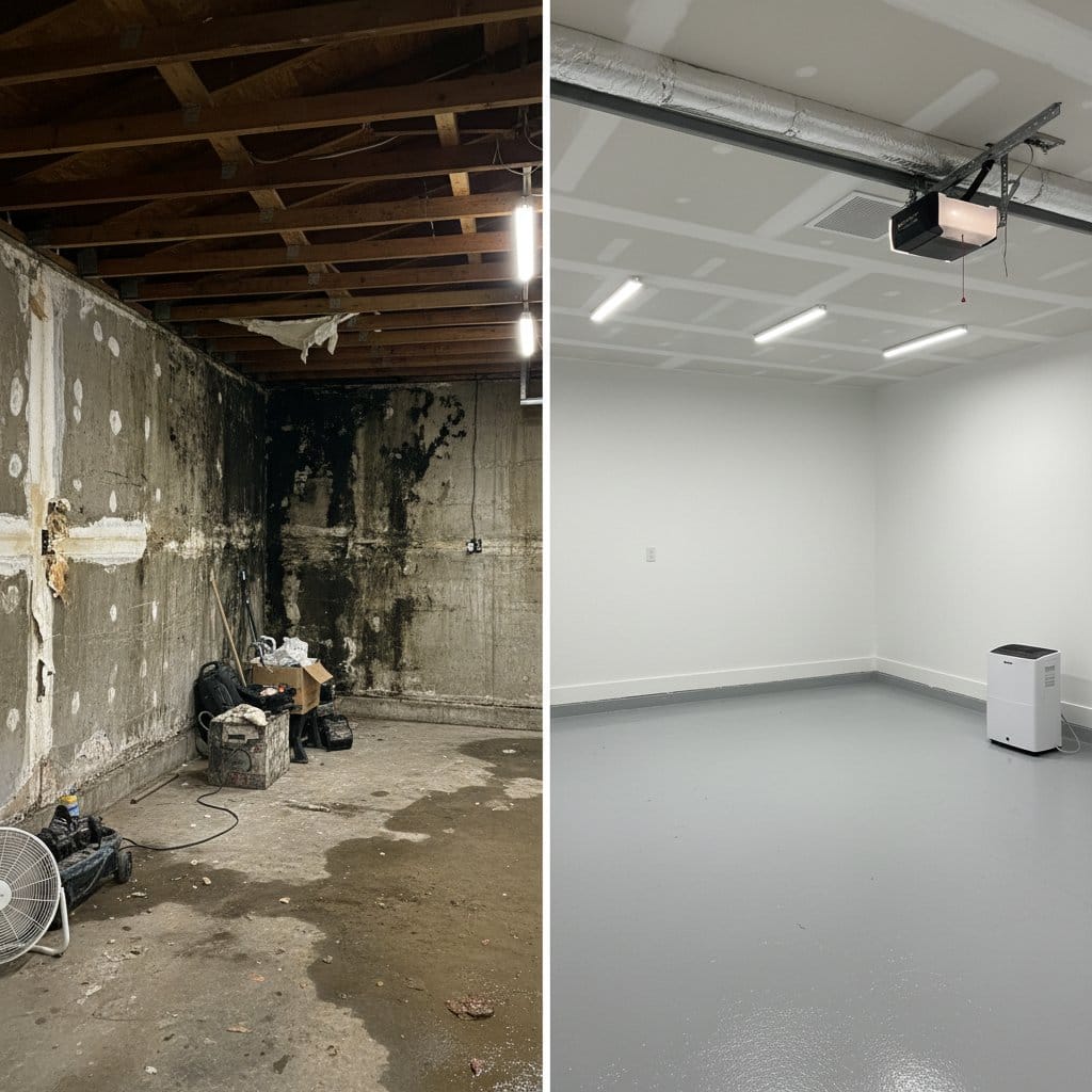Post-Remediation Cleaning & Clearance before and after in garage, Ridgewood NJ